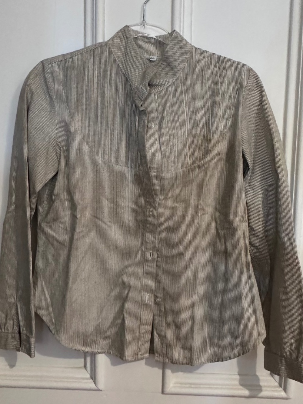Steven Alan yellow/black cotton pintuck bib button down M